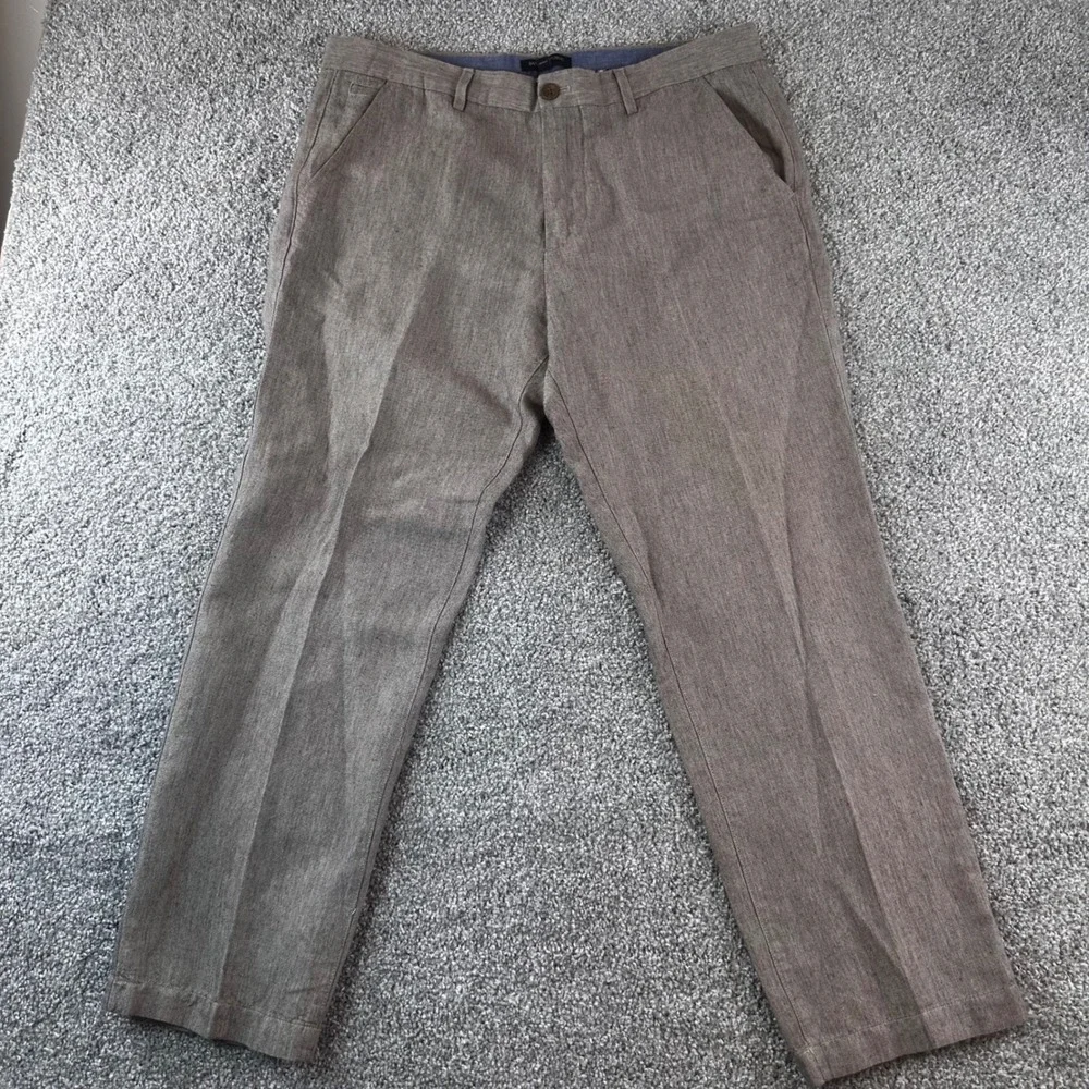 Banana Republic Aiden Fit Chino Pants Mens 35x30 Linen Blend Straight Summer